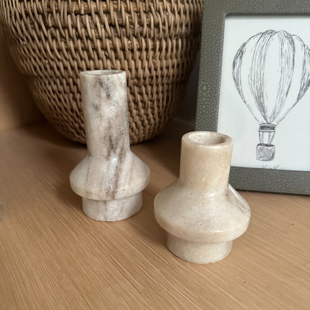 Pair of Marble Candleholders